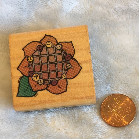 Patchwork Sunflower Country Art Stamp Vintage NWT 1.75” NWT - Picture 10 of 10